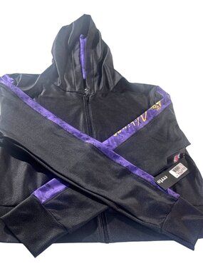 NFL Vikings Cropped Hoodie W/ Zipper Charcoal & Purple XL